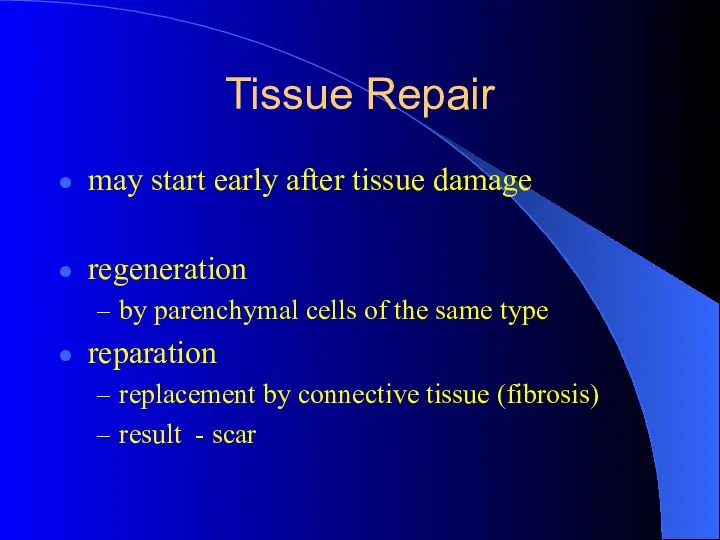 Tissue Repair may start early after tissue damage regeneration by