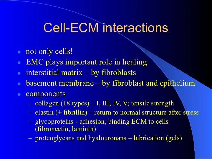 Cell-ECM interactions not only cells! EMC plays important role in