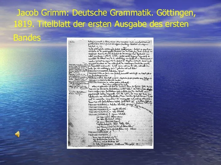 Jacob Grimm: Deutsche Grammatik. Göttingen, 1819. Titelblatt der ersten Ausgabe des ersten Bandes