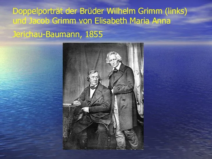 Doppelporträt der Brüder Wilhelm Grimm (links) und Jacob Grimm von Elisabeth Maria Anna Jerichau-Baumann, 1855