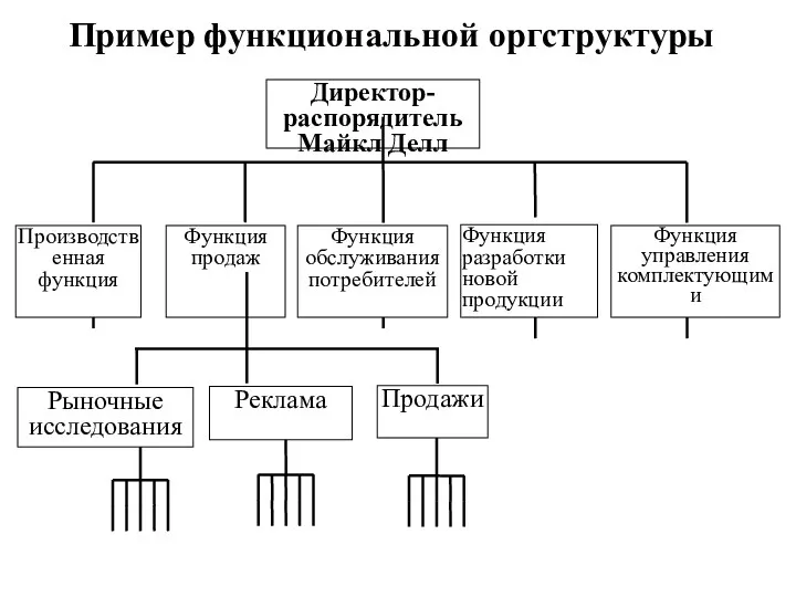 Пример функциональной оргструктуры Директор-распорядитель Майкл Делл