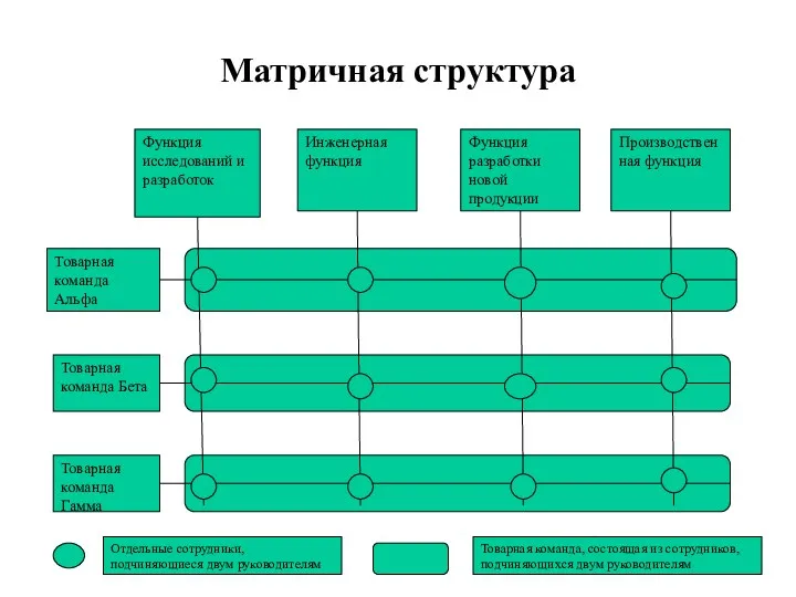 Матричная структура Функция исследований и разработок Инженерная функция Функция разработки