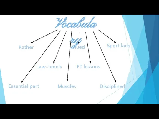 Vocabulary Disciplined Rather Sport fans Glued Law-tennis Essential part PT lessons Muscles