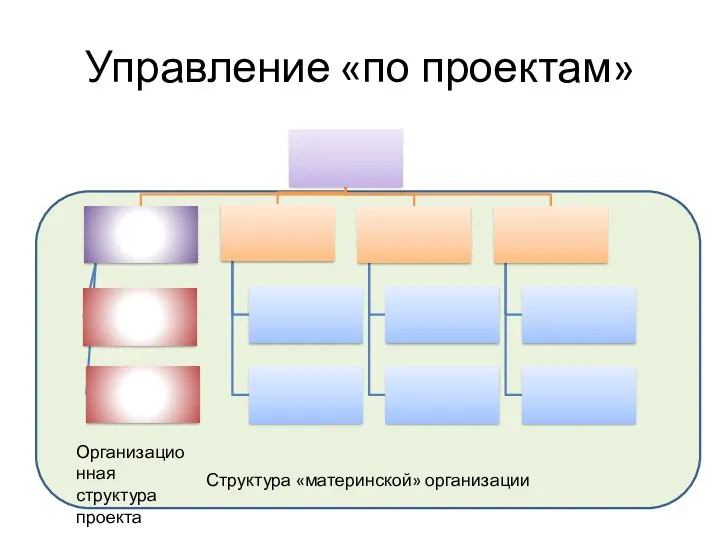 Структура «материнской» организации Управление «по проектам» Организационная структура проекта