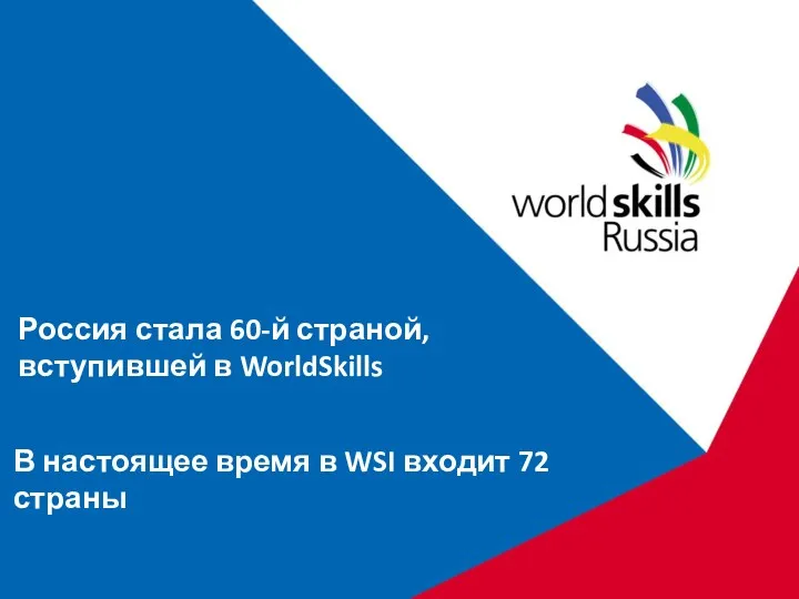 Россия стала 60-й страной, вступившей в WorldSkills В настоящее время в WSI входит 72 страны