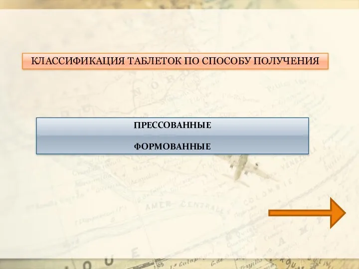 КЛАССИФИКАЦИЯ ТАБЛЕТОК ПО СПОСОБУ ПОЛУЧЕНИЯ ПРЕССОВАННЫЕ ФОРМОВАННЫЕ