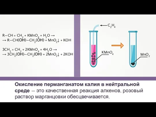 Окисление перманганатом калия в нейтральной среде — это качественная реакция