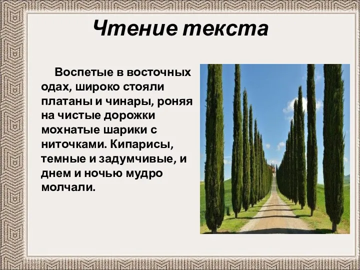 Чтение текста Воспетые в восточных одах, широко стояли платаны и