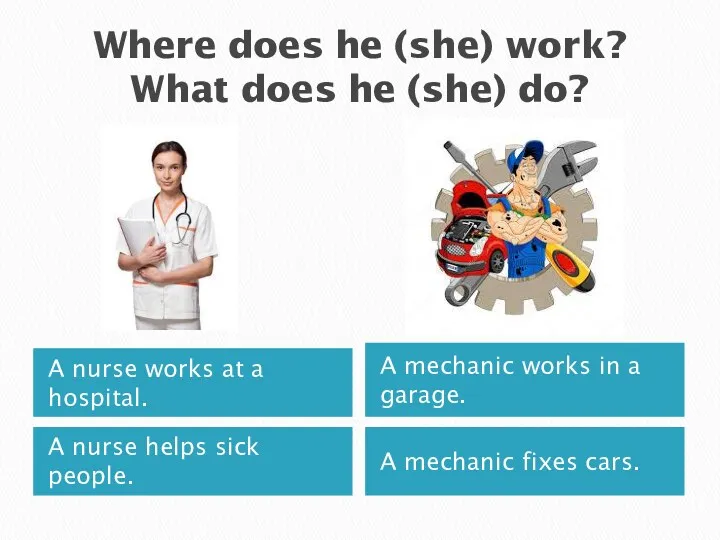 Where does he (she) work? What does he (she) do?