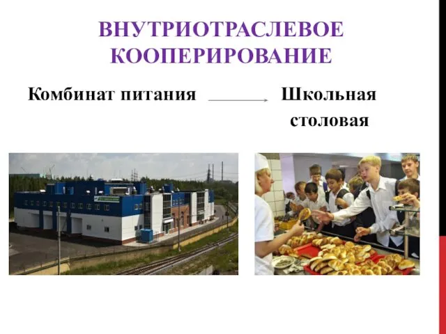 Комбинат питания Школьная столовая ВНУТРИОТРАСЛЕВОЕ КООПЕРИРОВАНИЕ