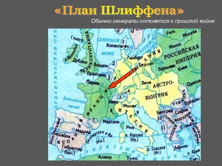 «План Шлиффена» Обычно генералы готовятся к прошлой войне