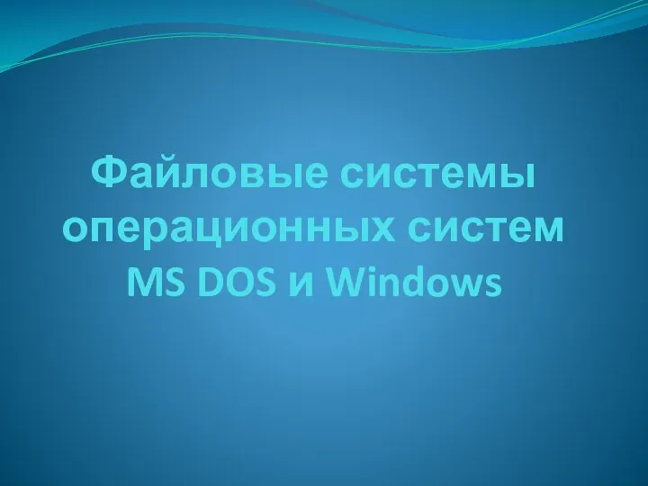 Файловые системы операционных систем MS DOS и Windows