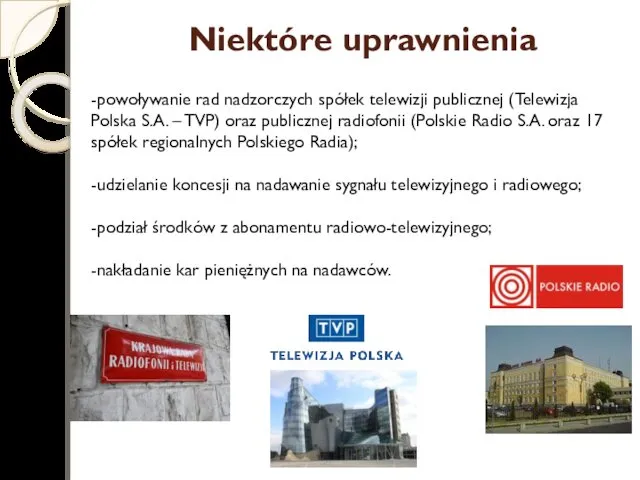 Niektóre uprawnienia -powoływanie rad nadzorczych spółek telewizji publicznej (Telewizja Polska