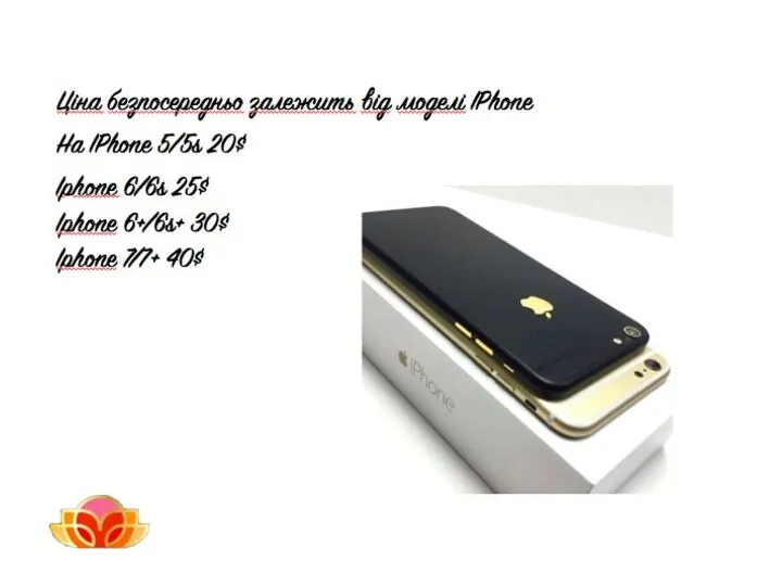 Ціна безпосередньо залежить від моделі IPhone На IPhone 5/5s 20$