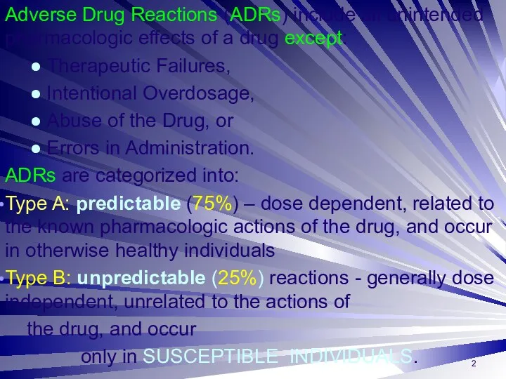 Adverse Drug Reactions (ADRs) include all unintended pharmacologic effects of a drug except:
