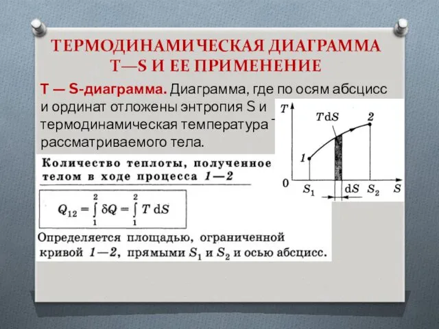 ТЕРМОДИНАМИЧЕСКАЯ ДИАГРАММА Т—S И ЕЕ ПРИМЕНЕНИЕ Т — S-диаграмма. Диаграмма, где по осям