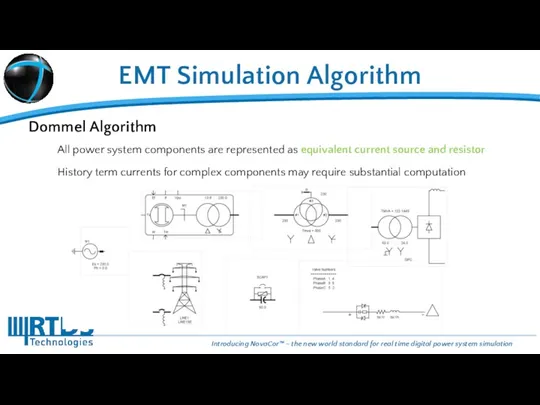 EMT Simulation Algorithm Dommel Algorithm All power system components are