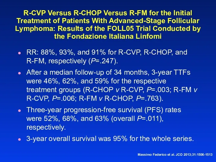 R-CVP Versus R-CHOP Versus R-FM for the Initial Treatment of Patients With Advanced-Stage