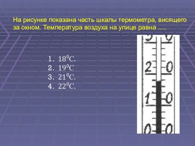 На рисунке показана часть шкалы термометра, висящего за окном. Температура