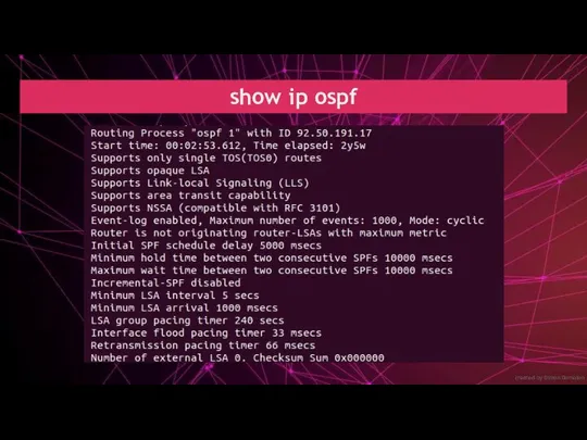 created by Dimon Domofon show ip ospf