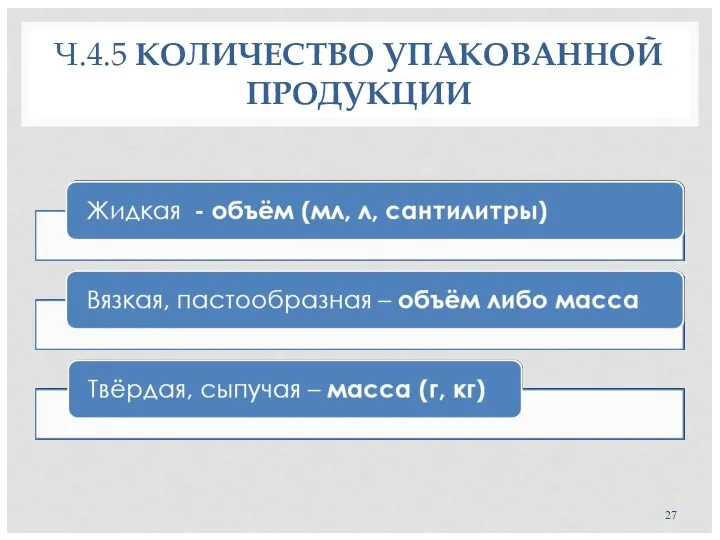 Ч.4.5 КОЛИЧЕСТВО УПАКОВАННОЙ ПРОДУКЦИИ