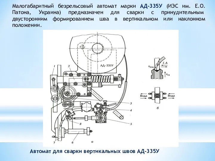 Автомат для сварки вертикальных швов АД-335У Малогабаритный безрельсовый автомат марки