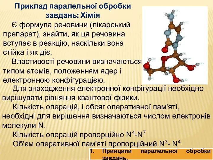 Приклад паралельної обробки завдань: Хімія Є формула речовини (лікарський препарат),