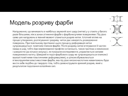 Модель розриву фарби Напруження, що виникають в найбільш звуженій зоні