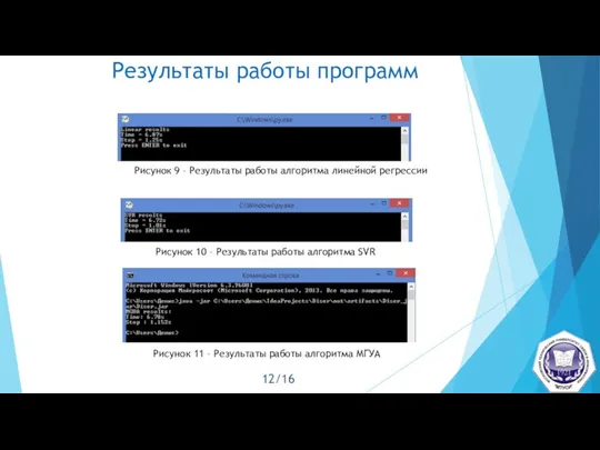 Результаты работы программ Рисунок 9 – Результаты работы алгоритма линейной