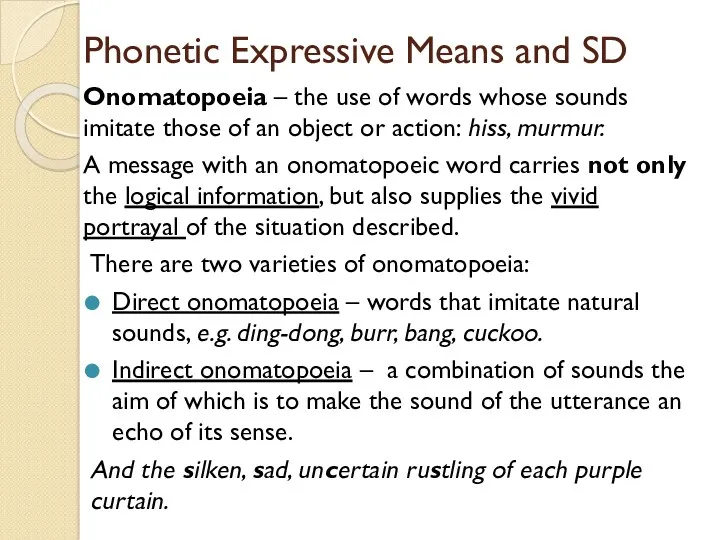 Phonetic Expressive Means and SD Onomatopoeia – the use of