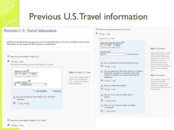 Previous U.S. Travel information