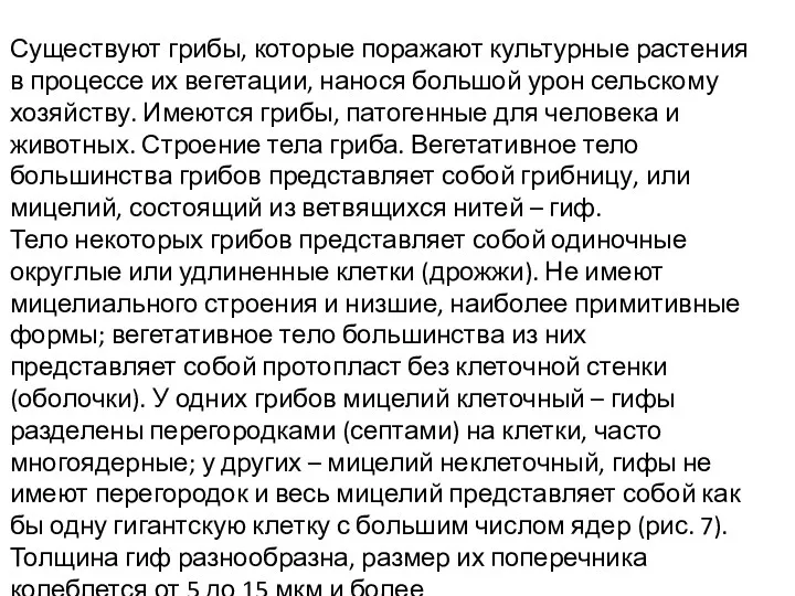 Существуют грибы, которые поражают культурные растения в процессе их вегетации,