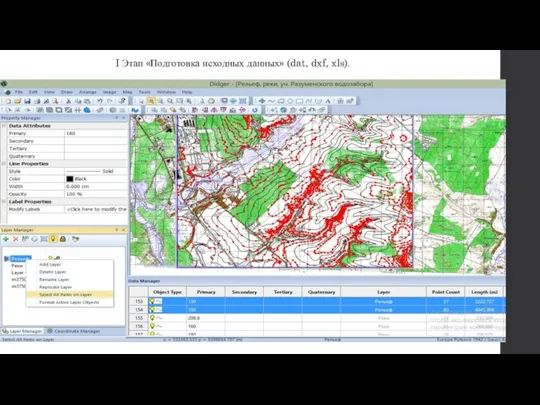 I Этап «Подготовка исходных данных» (dat, dxf, xls).