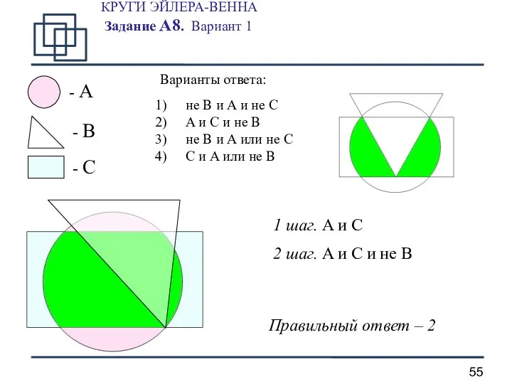 КРУГИ ЭЙЛЕРА-ВЕННА Задание А8. Вариант 1 - A - B