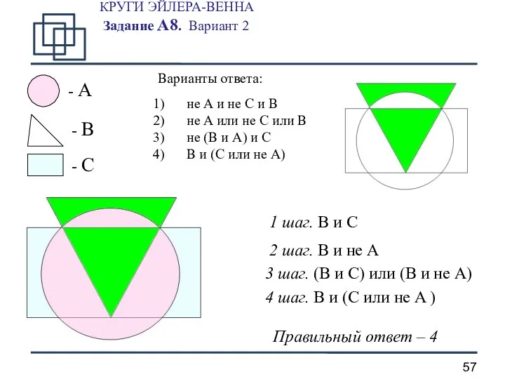 КРУГИ ЭЙЛЕРА-ВЕННА Задание А8. Вариант 2 - A - B