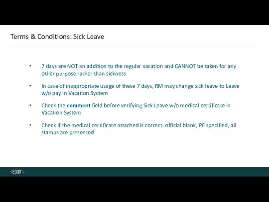 Terms & Conditions: Sick Leave 7 days are NOT an addition to the