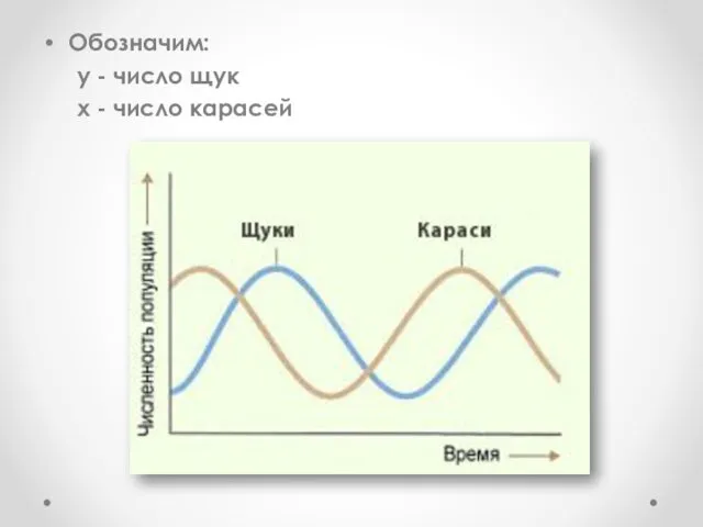 Обозначим: у - число щук х - число карасей