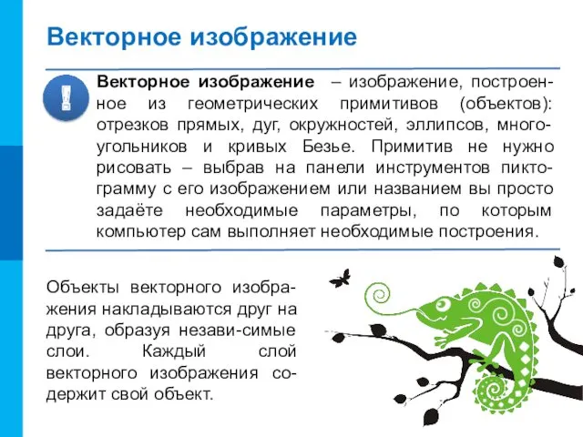 Векторное изображение Векторное изображение – изображение, построен-ное из геометрических примитивов