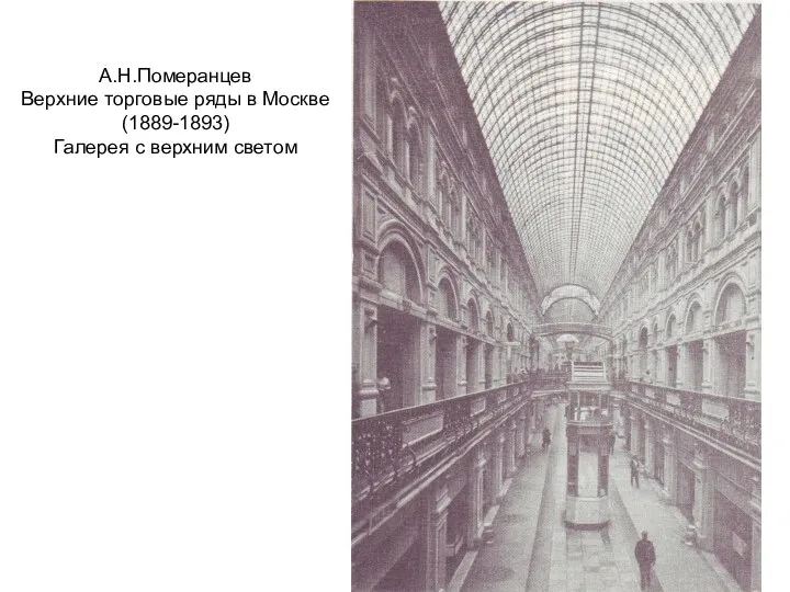 А.Н.Померанцев Верхние торговые ряды в Москве (1889-1893) Галерея с верхним светом