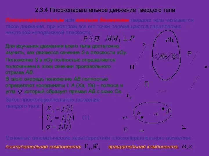 2.3.4 Плоскопараллельное движение твердого тела Плоскопараллельным или плоским движением твердого