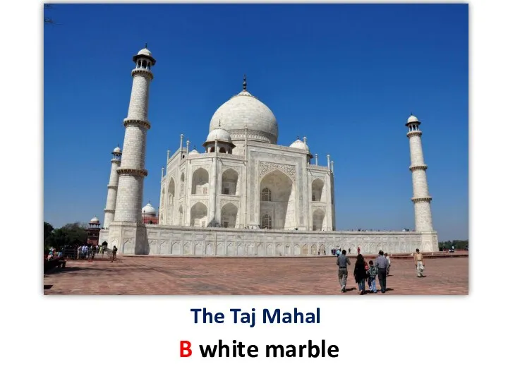 The Taj Mahal B white marble