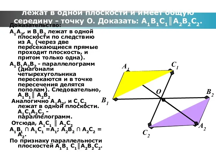 Задача № 53. Дано: отрезки А1А2, В1В2, С1С2 не лежат