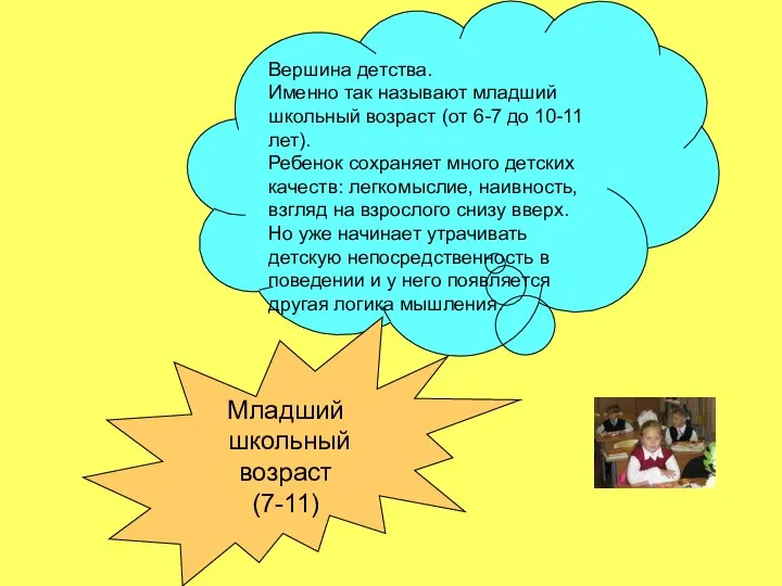 Вершина детства. Именно так называют младший школьный возраст (от 6-7