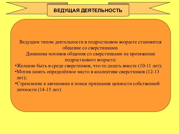 Ведущим типом деятельности в подростковом возрасте становится общение со сверстниками.