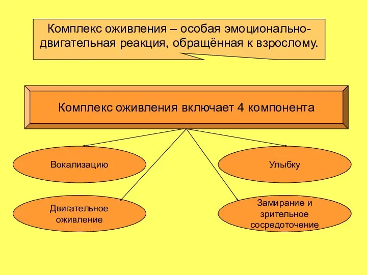 Комплекс оживления – особая эмоционально-двигательная реакция, обращённая к взрослому. Комплекс