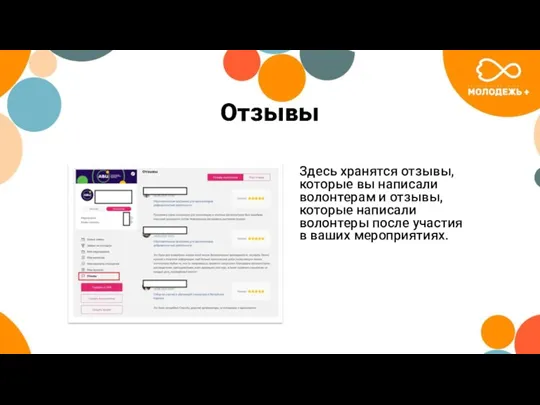 Отзывы Здесь хранятся отзывы, которые вы написали волонтерам и отзывы, которые написали волонтеры