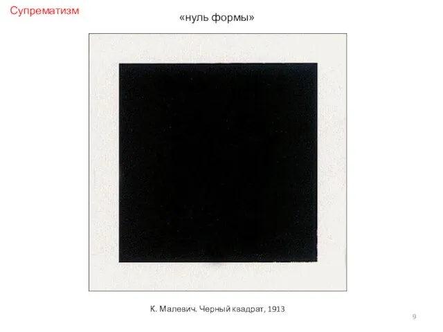 К. Малевич. Черный квадрат, 1913 «нуль формы» Супрематизм