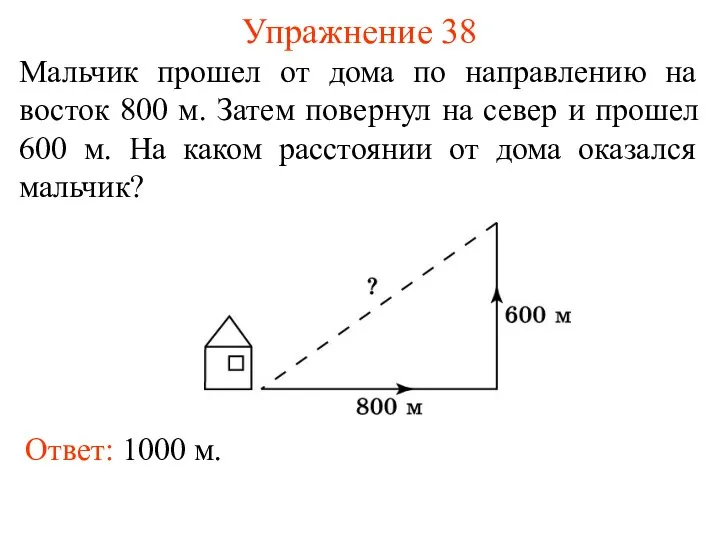 Упражнение 38 Мальчик прошел от дома по направлению на восток