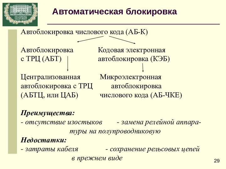 Автоблокировка числового кода (АБ-К) Автоблокировка Кодовая электронная с ТРЦ (АБТ)