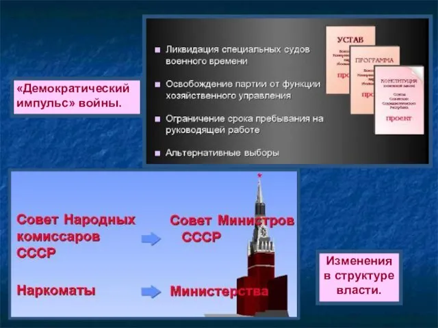 «Демократический импульс» войны. Изменения в структуре власти.